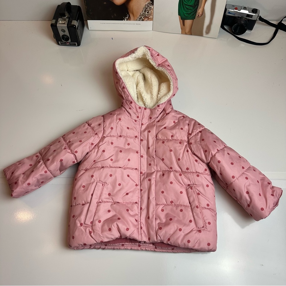 OshKosh B’gosh Pink Polka Dot Fleece Hooded Jacket | 18–24M